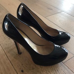 Joan and David Patent Black Leather Pumps